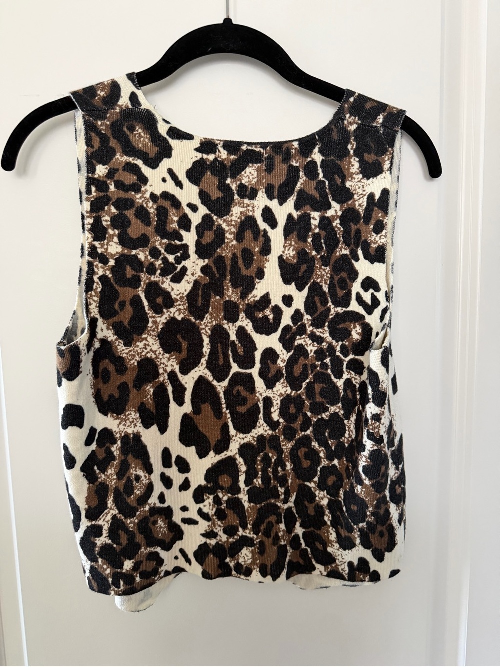 Galita Leopard Print Button-Front V-Neck Tank - Brown/Black/White - Picture 3 of 3